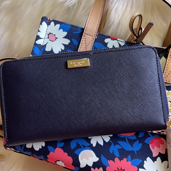 kate spade Handbags - Kate Spade saffiano leather blue wallet nwt